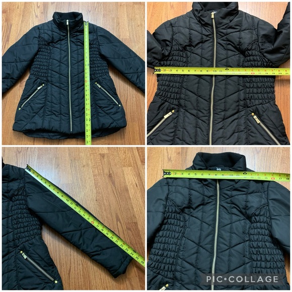 INTL d.e.t.a.i.l.s black quilted puffer front dip winter jacket coat - Picture 14 of 14
